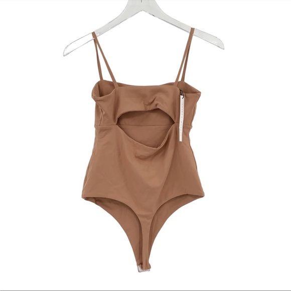 SUSANA MONACO Cut Out Back Bodysuit Size S New Malt Chocolate Brown Tan $148 - Picture 3 of 3